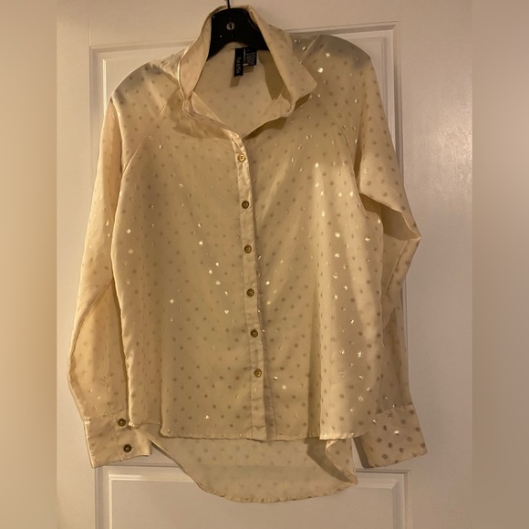 Fun & Flirt Polka Dot Sheer Top Blouse Size medium - Picture 1 of 7
